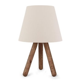 Opviq AYD-1970 Lámpara de Mesa en Madera de Haya y Tela de PVC Blanco y Nogal
